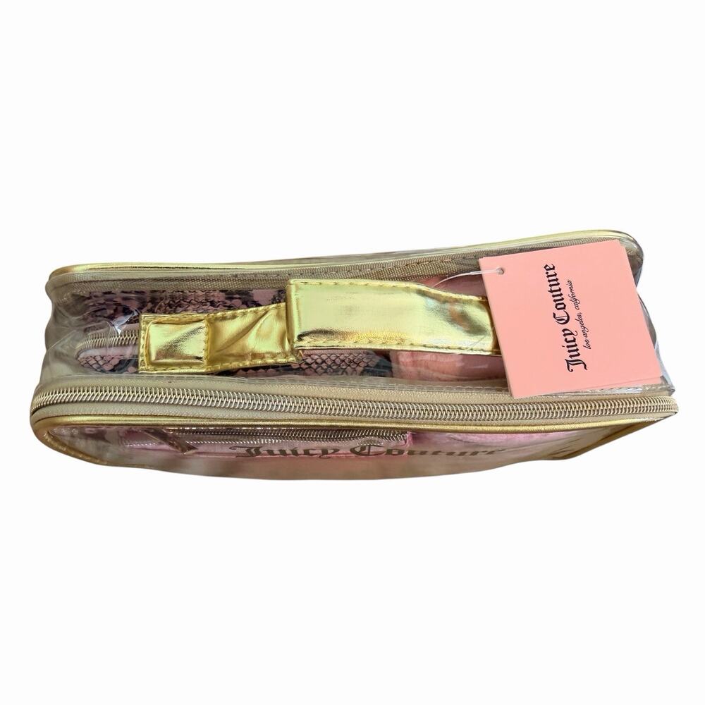 Juicy Couture Nested Travel Cosmetic Bags 4 Piece Set Pink Black Gold NWT - Picture 7 of 7